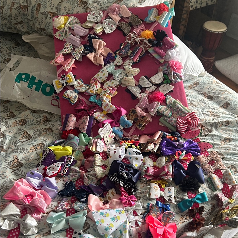 Huge Colorful Hair Accessories Collection on Bow Board - Bows and Headbands